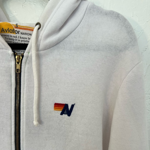 Aviator Nation Malibu 5 Stripe Zip Up Hoodie Jacket Sweatshirt - Picture 3 of 10